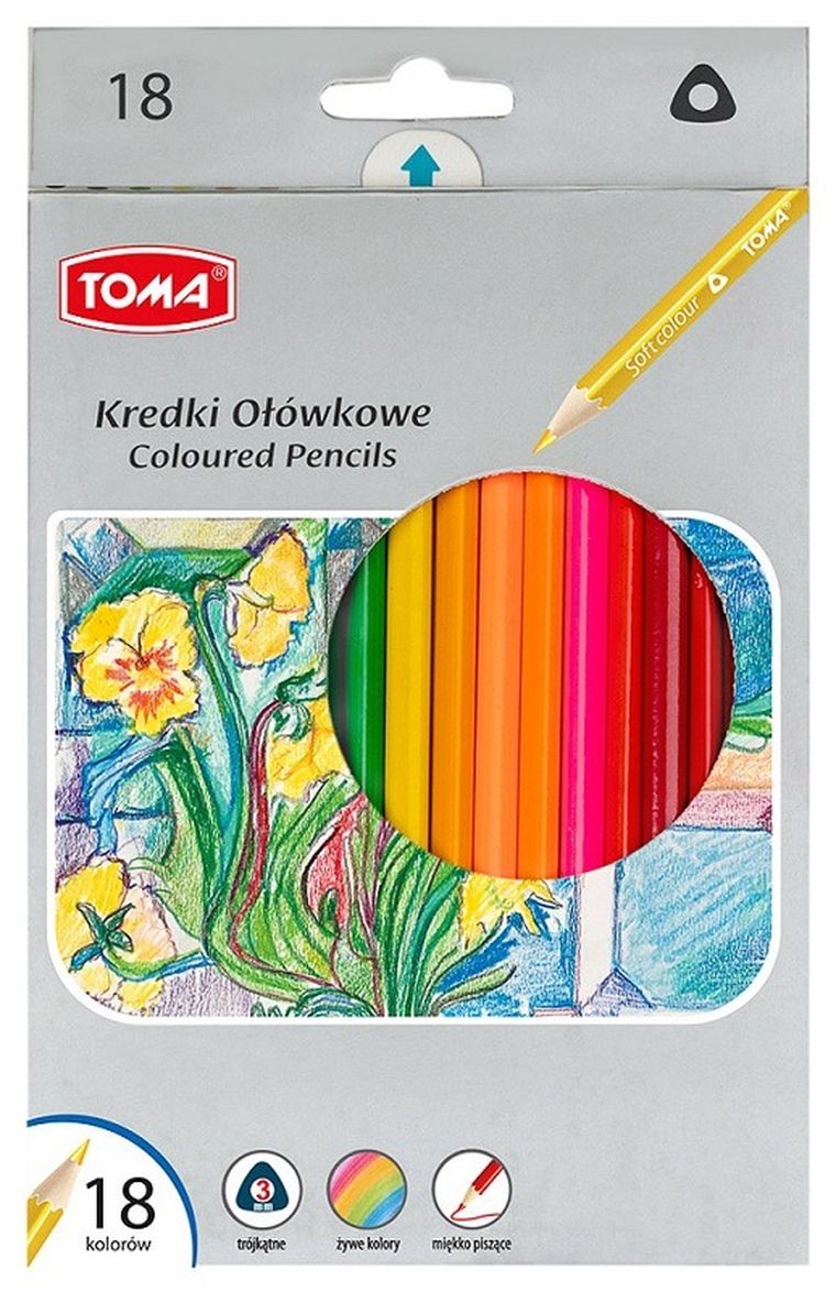 Toma, kredki trójkątne, 18 kolorów