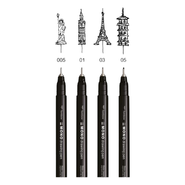 Tombow, Mono, cienkopis, do szkicowania, 4 szt.