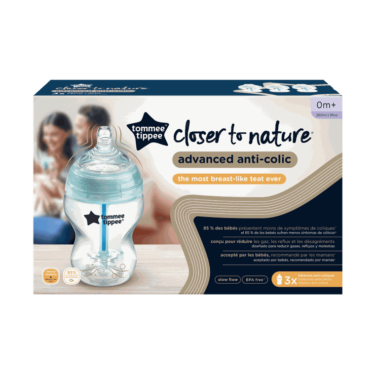 Tommee Tippee, butelka antykolkowa, 260 ml, 0m+, 3 szt.
