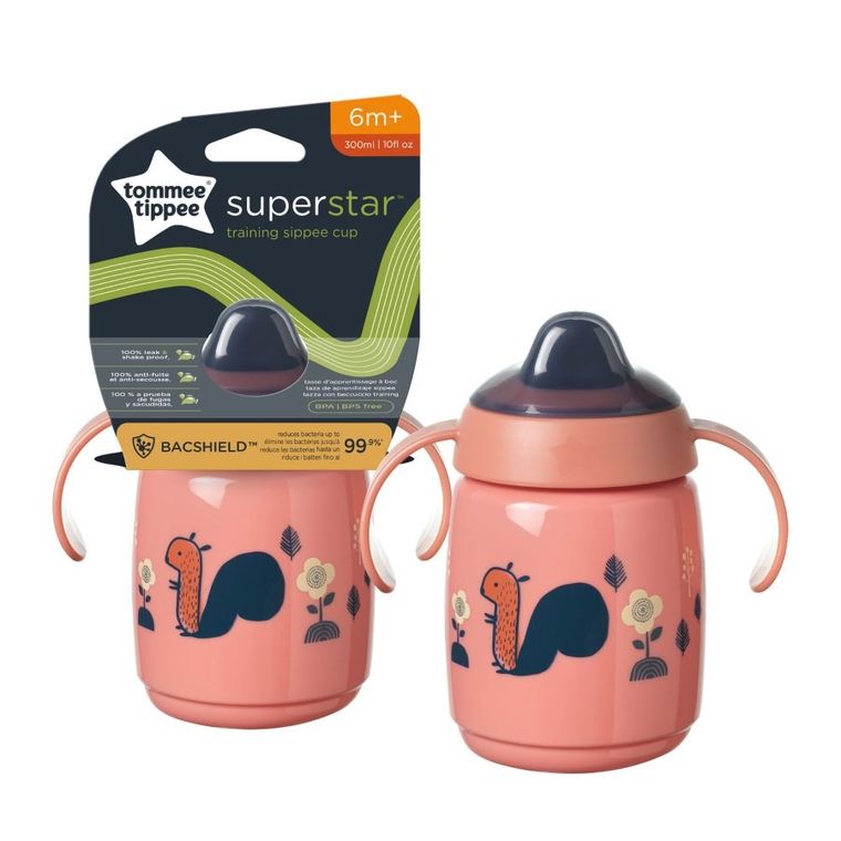 Tommee Tippee, Superstar, kubek z uchwytami, różowy, 6m+, 300 ml