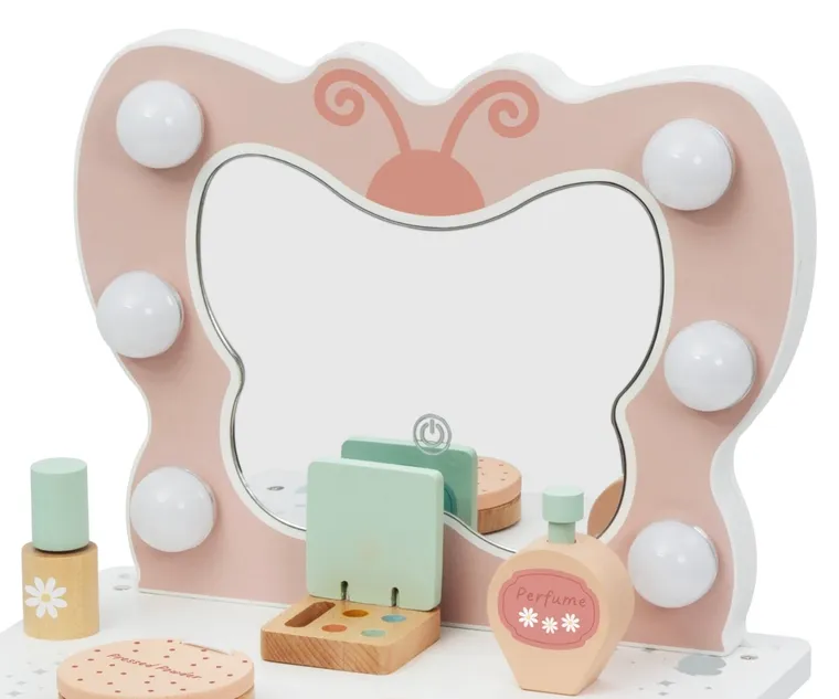 Tooky Toy, drewniana toaletka małej księżniczki, motyl