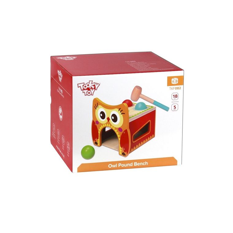 Tooky Toy, ławeczka sowa, drewniana zabawka