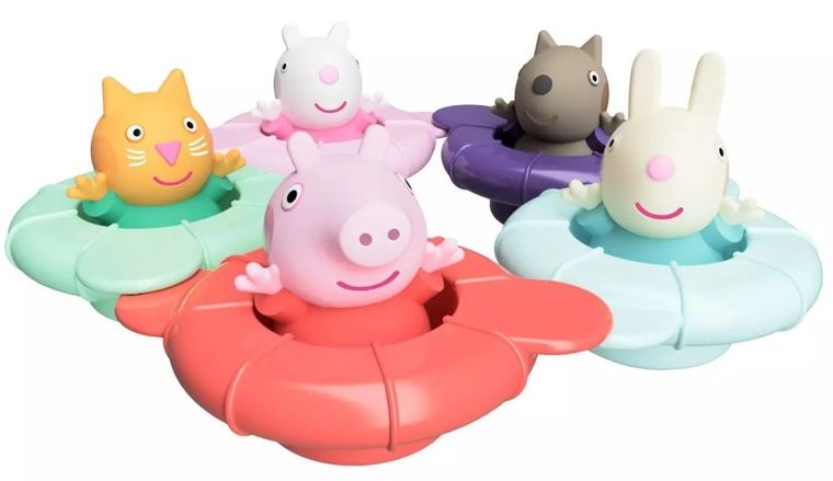 Toomies, Świnka Peppa, zestaw pontoników z figurkami, zabawka do kąpieli