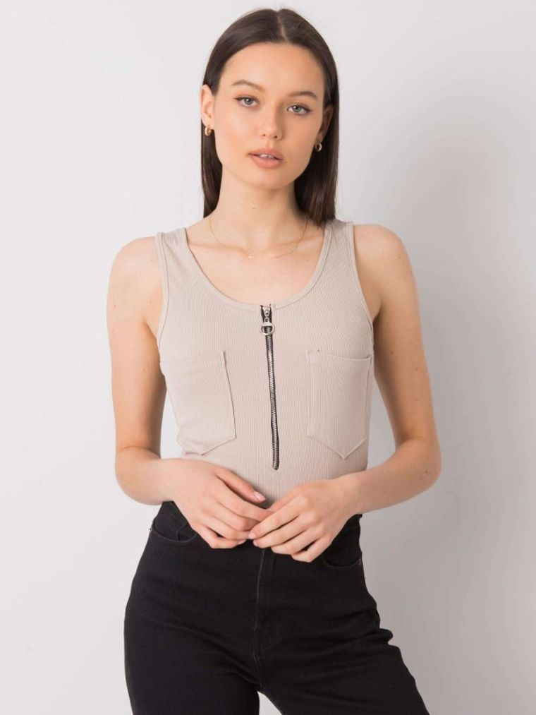 Top damski, beżowy, Italy Moda