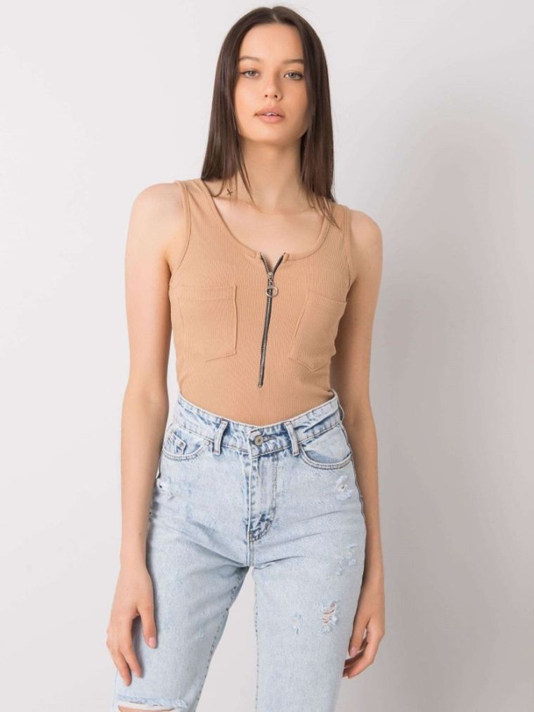 Top damski, beżowy, Italy Moda