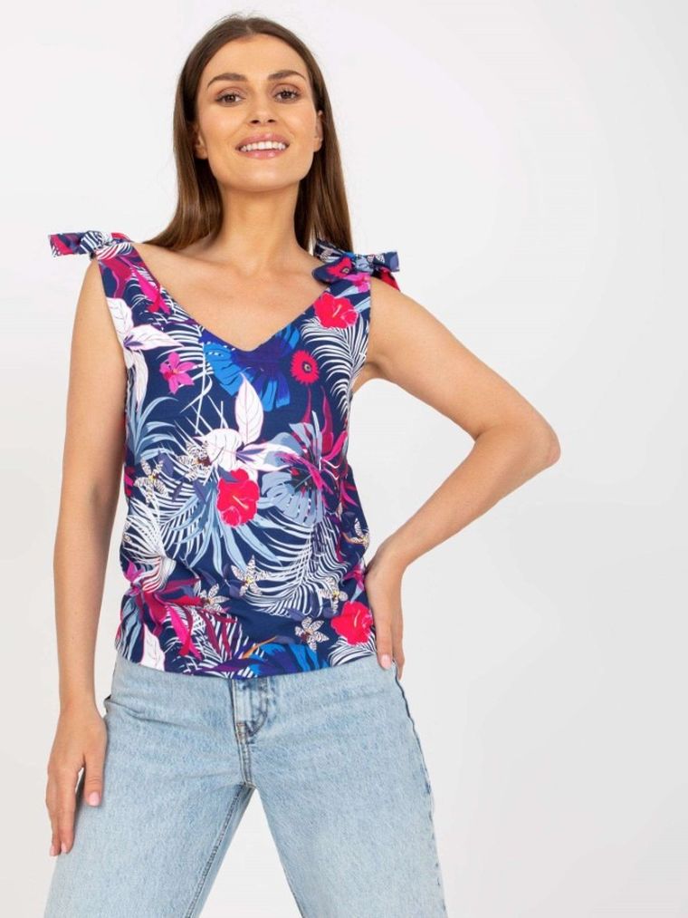 Top damski, granatowy, Rue Paris