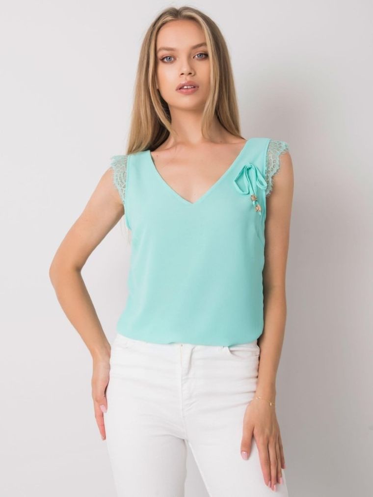 Top damski, miętowy, Italy Moda