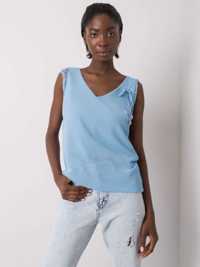 Top damski, niebieski, Italy Moda