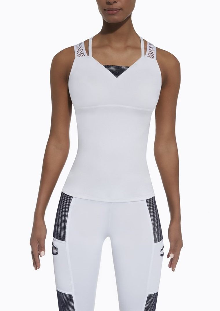 Top sportowy damski, biały, Bas Black