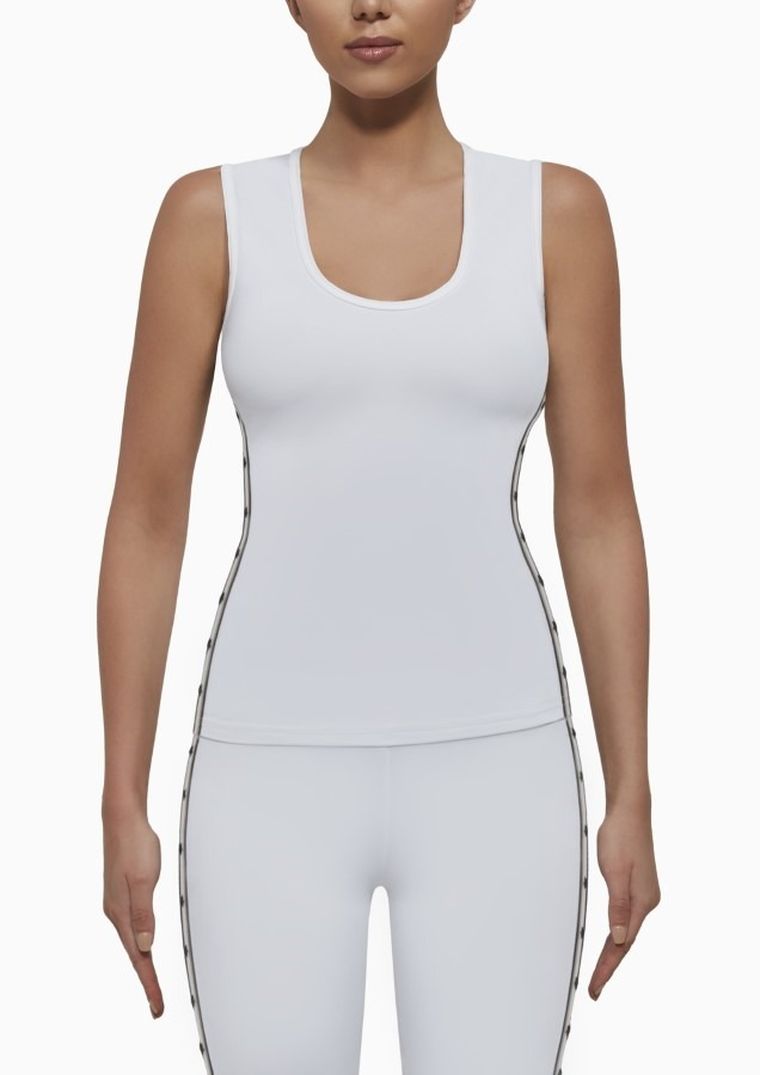 Top sportowy damski, biały, lampasy, Bas Black