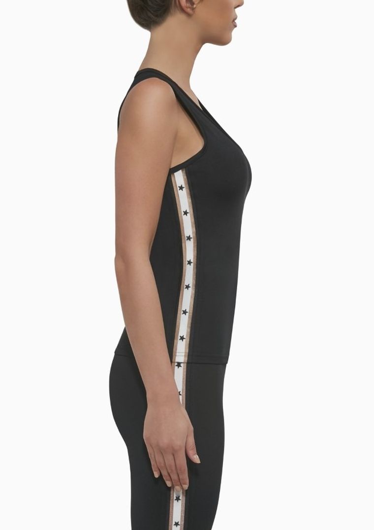 Top sportowy damski, czarny, lampasy, Bas Black