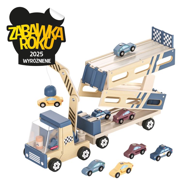 Topbright, transporter samochodów i tor wyścigowy 2w1, pojazd drewniany