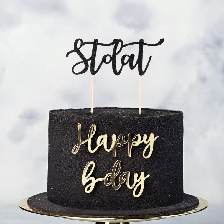 Topper, dekoracja na tort, Sto Lat, czarny