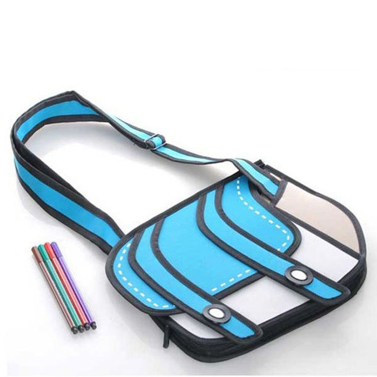 Torba 3D jak z kreskówki, niebieska