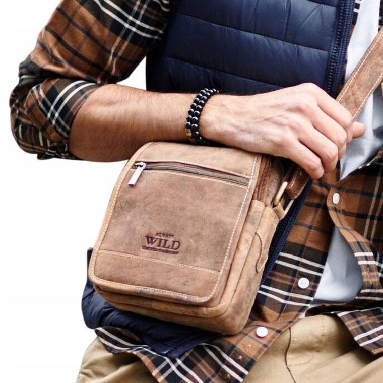 Torba, jasnobrązowa, skórzana, Always Wild