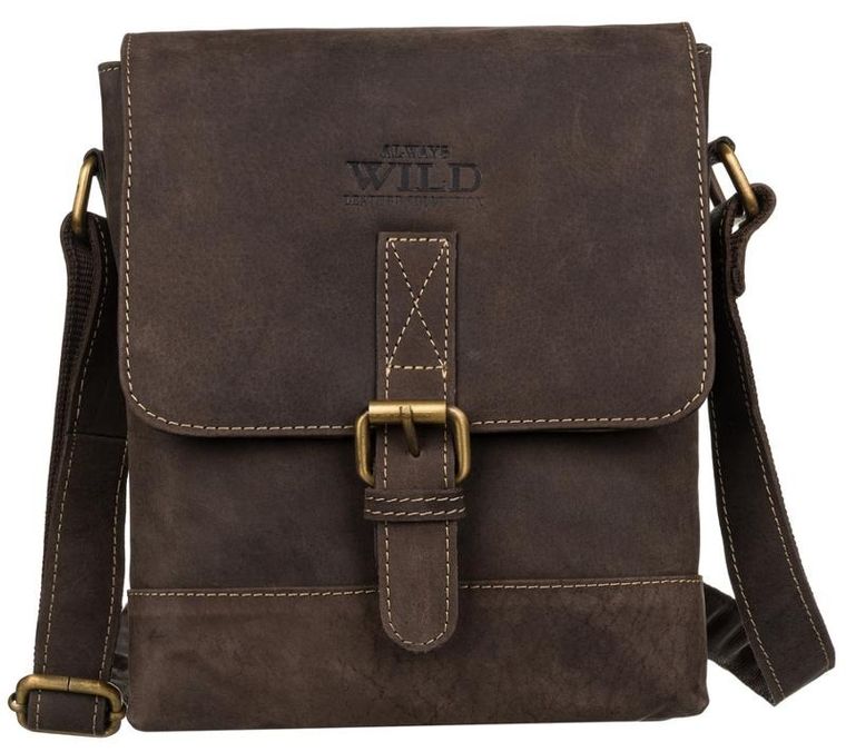 Torba listonoszka, brązowa, skórzana, Always Wild