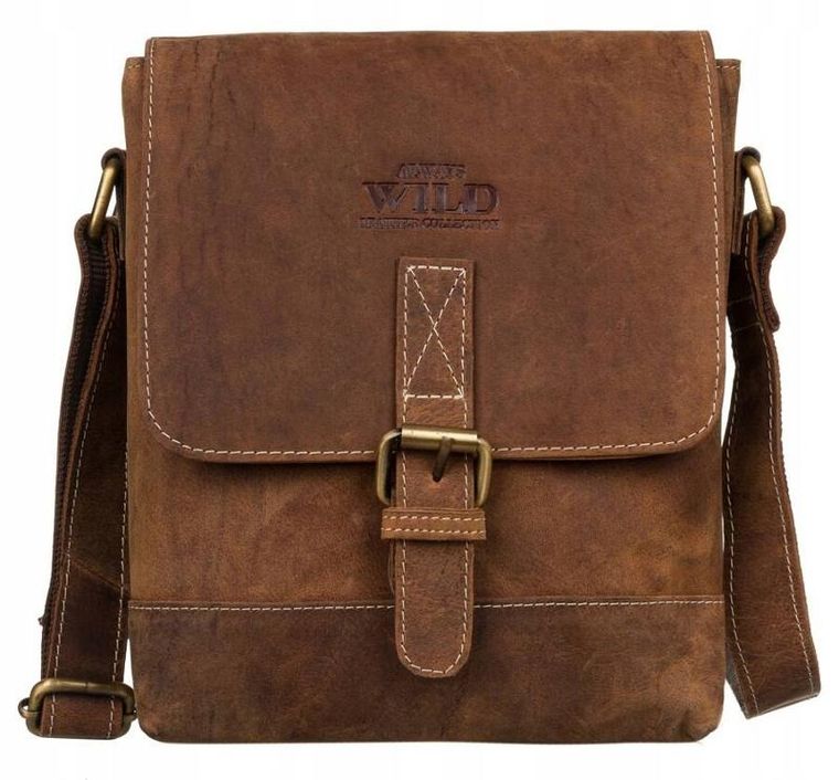Torba listonoszka, brązowa, skórzana, Always Wild