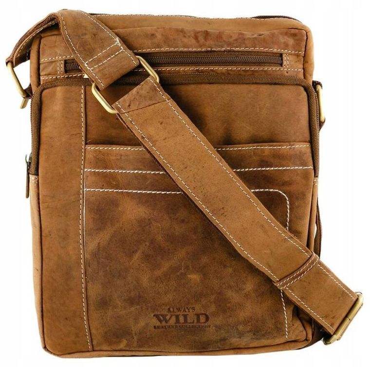 Torba listonoszka, brązowa, skórzana, Always Wild