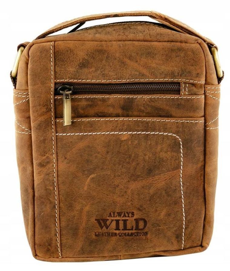 Torba listonoszka, brązowa, skórzana, Always Wild