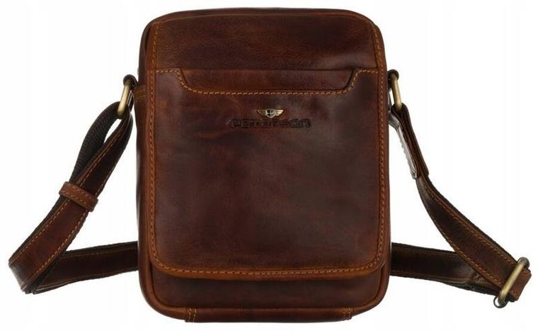 Torba listonoszka, brązowa, skórzana, Peterson