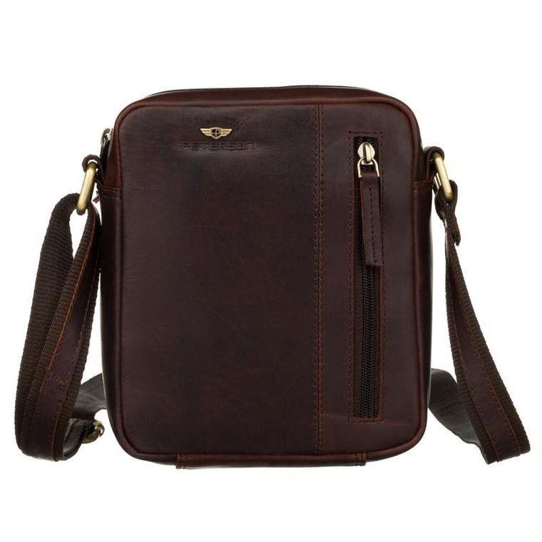 Torba listonoszka, brązowa, skórzana, Peterson