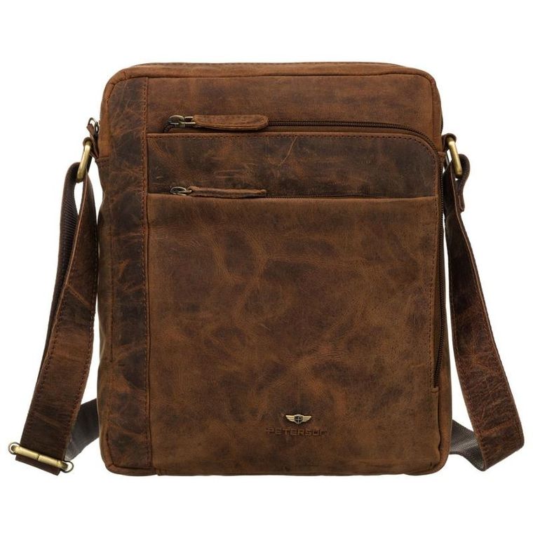 Torba listonoszka, brązowa, skórzana, Peterson