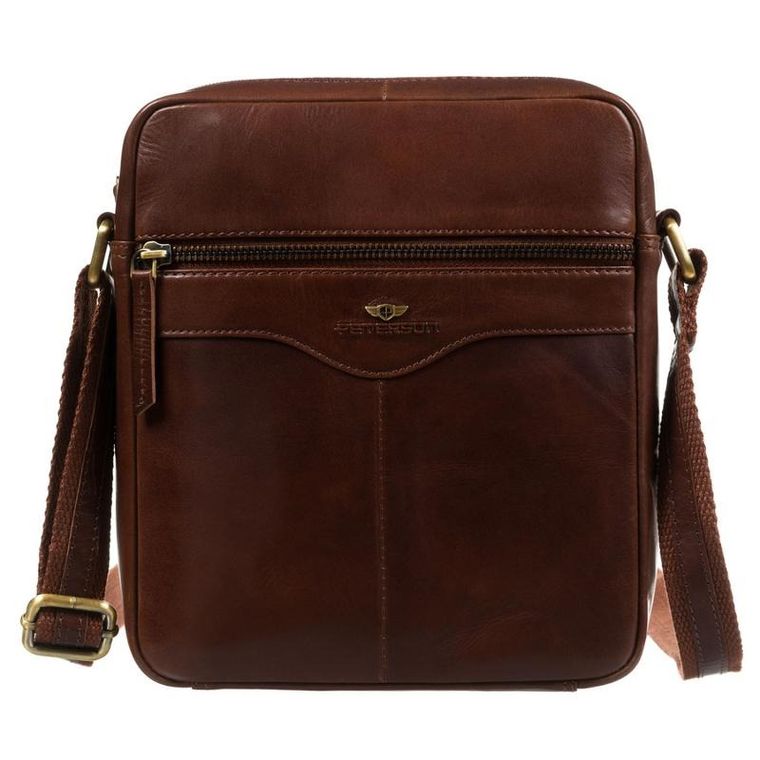 Torba listonoszka, brązowa, skórzana, Peterson