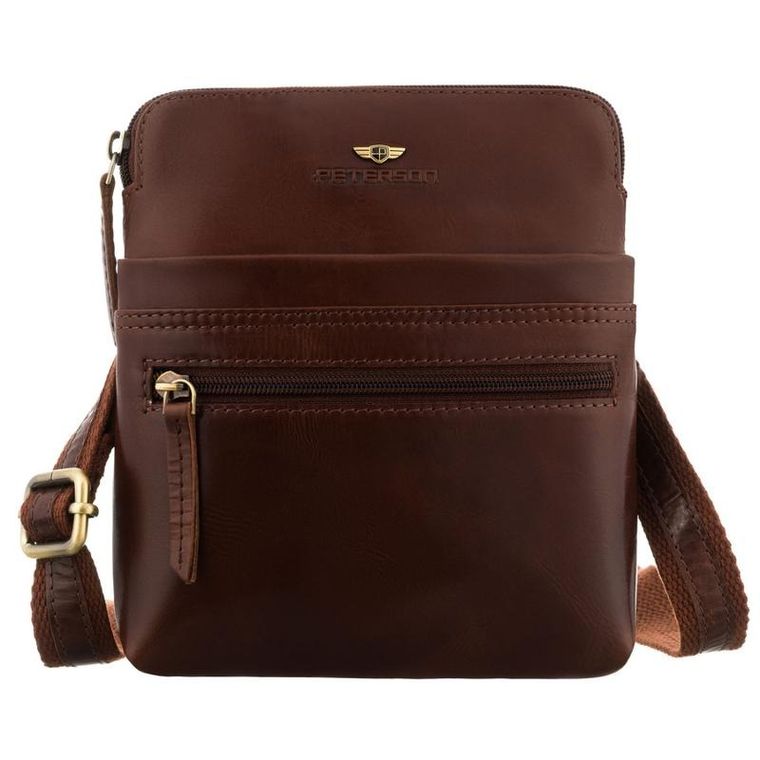 Torba listonoszka, brązowa, skórzana, Peterson