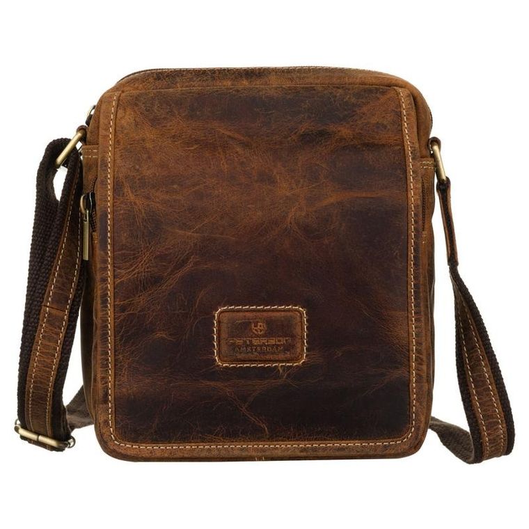Torba listonoszka, brązowa, skórzana, Peterson