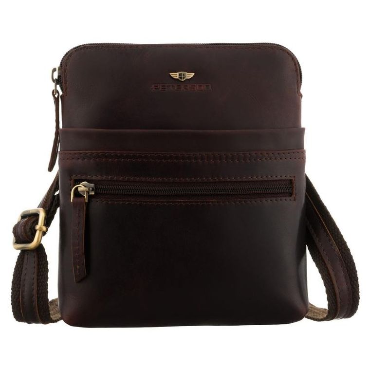 Torba listonoszka, brązowa, skórzana, Peterson