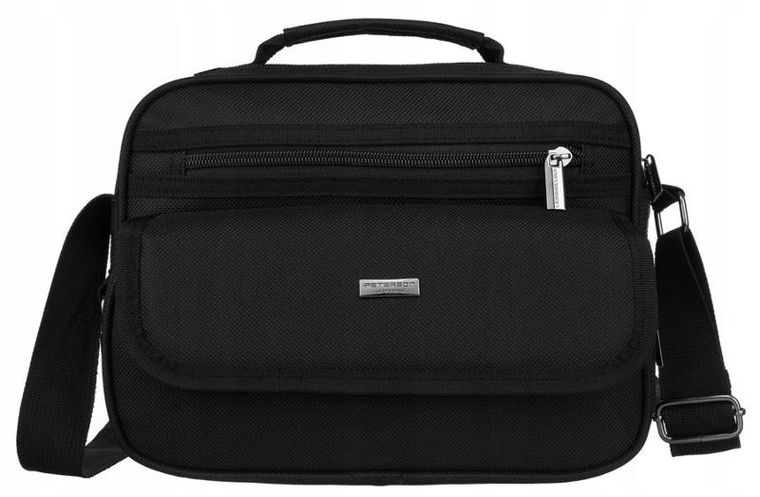 Torba listonoszka, czarna, materiałowa, Peterson