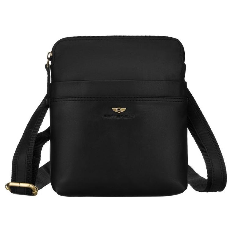 Torba listonoszka, czarna, skórzana, Peterson