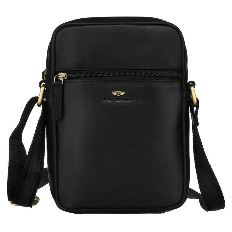 Torba listonoszka, czarna, skórzana, Peterson