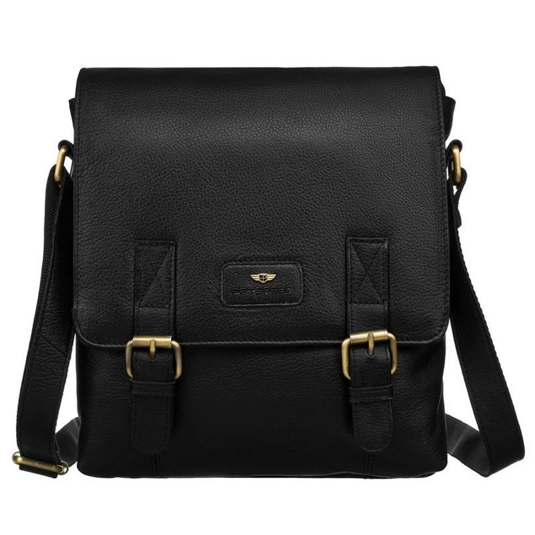 Torba listonoszka, czarna, skórzana, Peterson