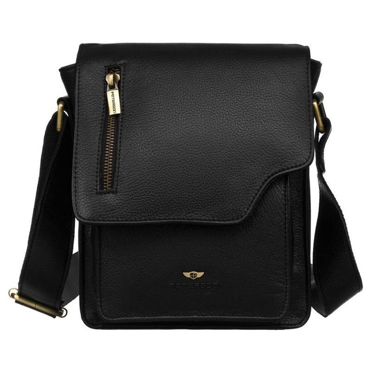 Torba listonoszka, czarna, skórzana, Peterson