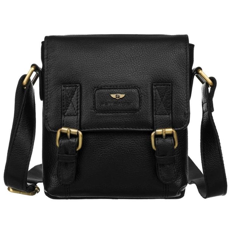 Torba listonoszka, czarna, skórzana, Peterson