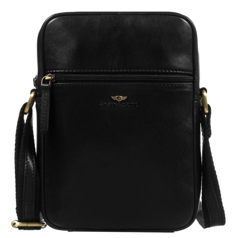 Torba listonoszka, czarna, skórzana, Peterson