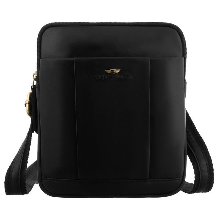 Torba listonoszka, czarna, skórzana, Peterson