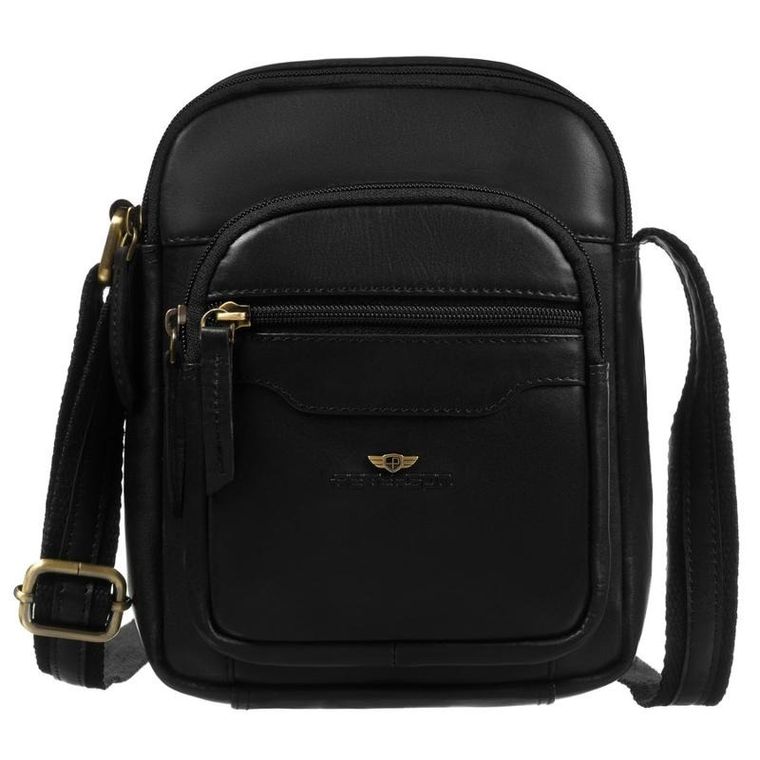 Torba listonoszka, czarna, skórzana, Peterson