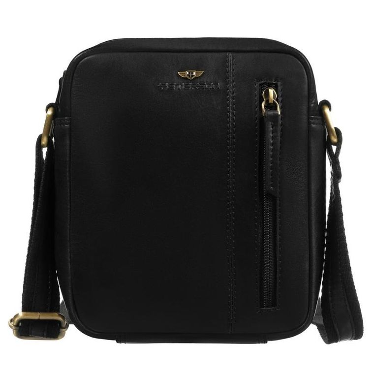 Torba listonoszka, czarna, skórzana, Peterson