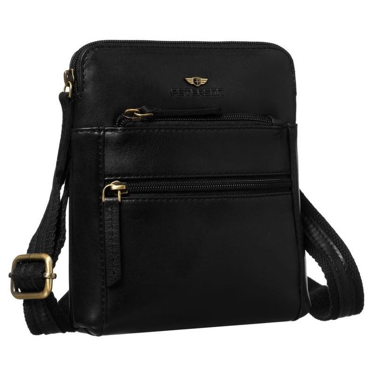 Torba listonoszka, czarna, skórzana, Peterson