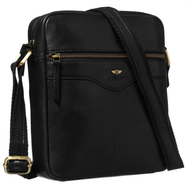 Torba listonoszka, czarna, skórzana, Peterson