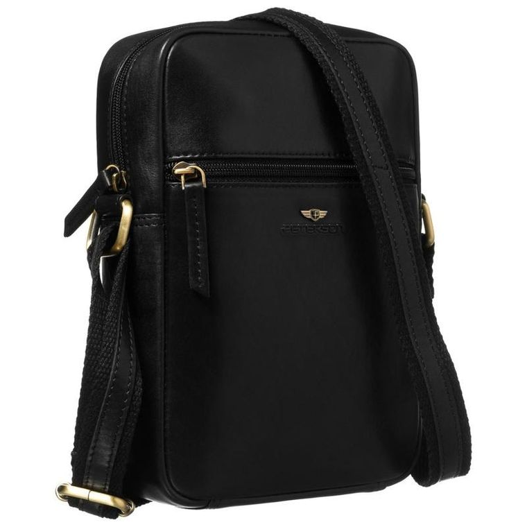 Torba listonoszka, czarna, skórzana, Peterson