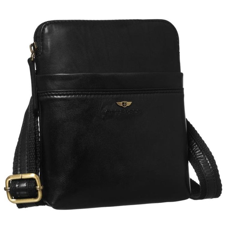 Torba listonoszka, czarna, skórzana, Peterson