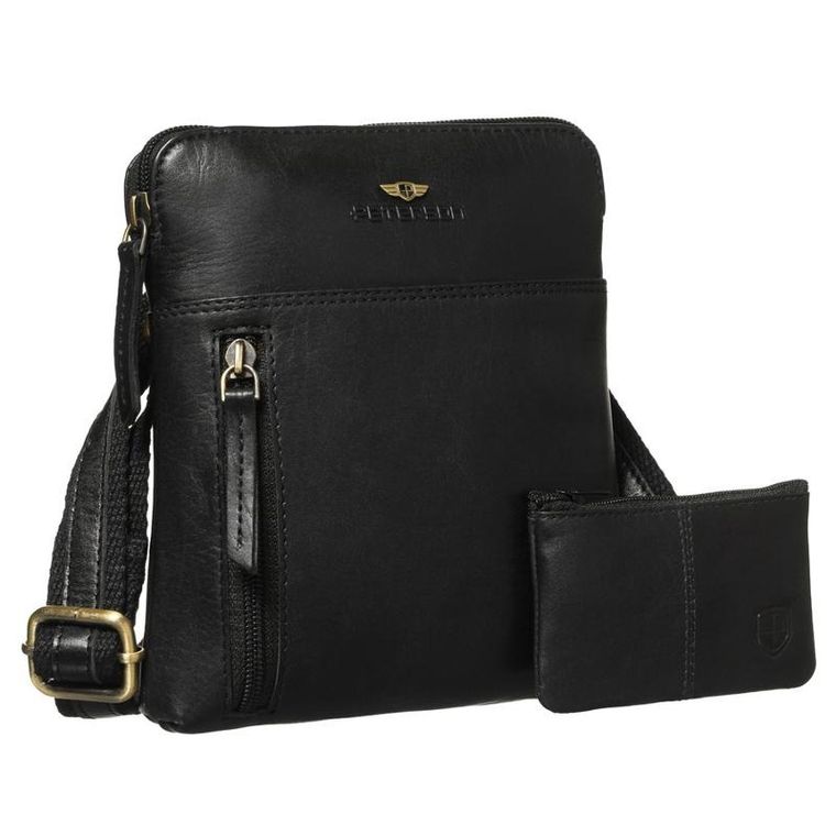 Torba listonoszka, czarna, skórzana, Peterson