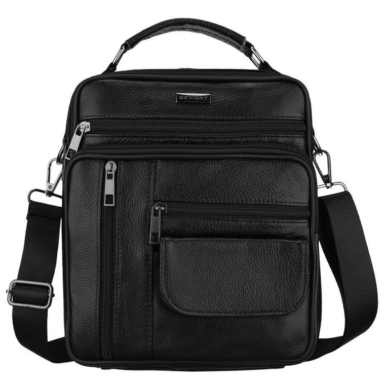 Torba listonoszka, czarna, skórzana, Rovicky