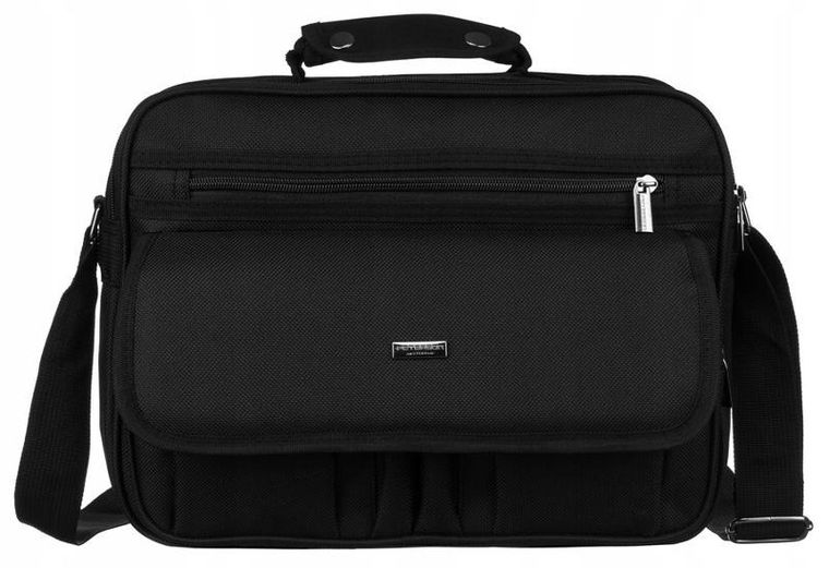 Torba na laptopa, czarna, poliester, Peterson
