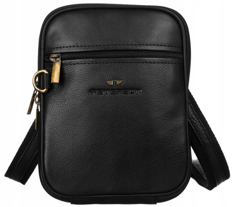 Torba na ramię, czarna, skórzana, Peterson