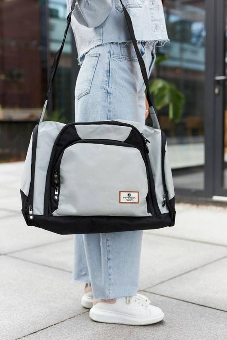 Torba sportowo-podróżna, szara, Peterson