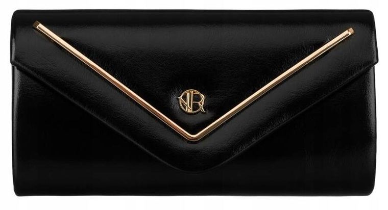 Torebka kopertówka, czarna, skóra ekologiczna, Rovicky